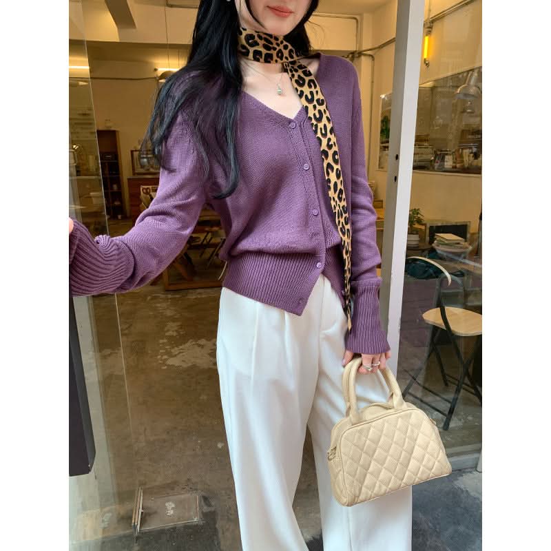 V-neck Slimming Batwing Sleeve Hollow Knit Cardigan Coat for Women