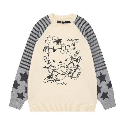 Lightweight V-Neck Sweater Loose Casual Lazy Knitwear Autumn