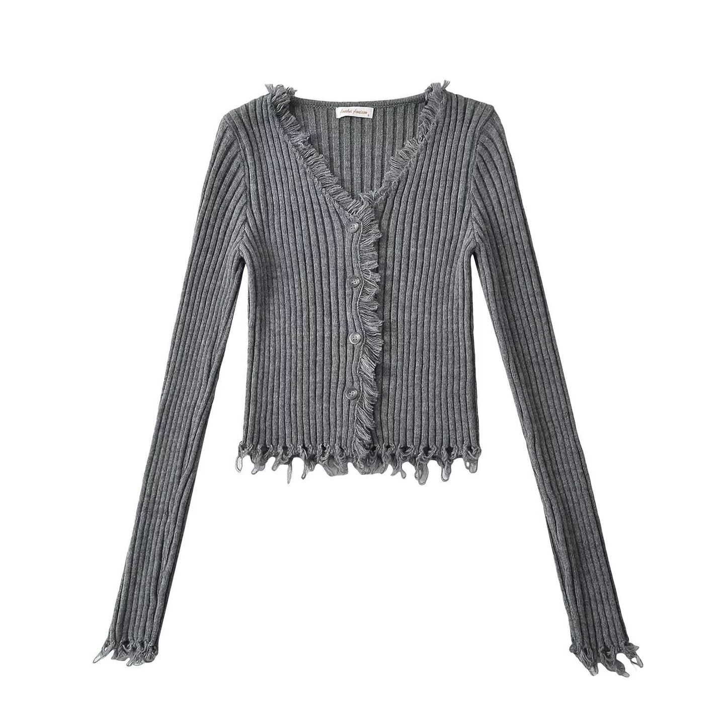 V-Ausschnitt, einreihiger, schmal geschnittener Pullover