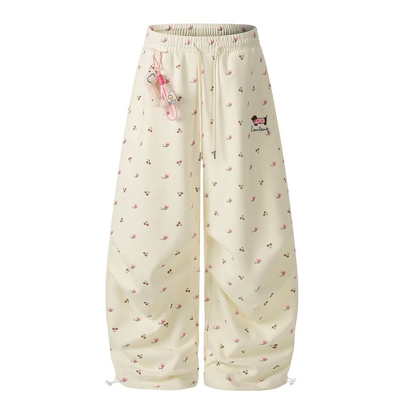 Drawstring Pendant Wide-Leg Pants for Women Casual Loose Slimming Trousers