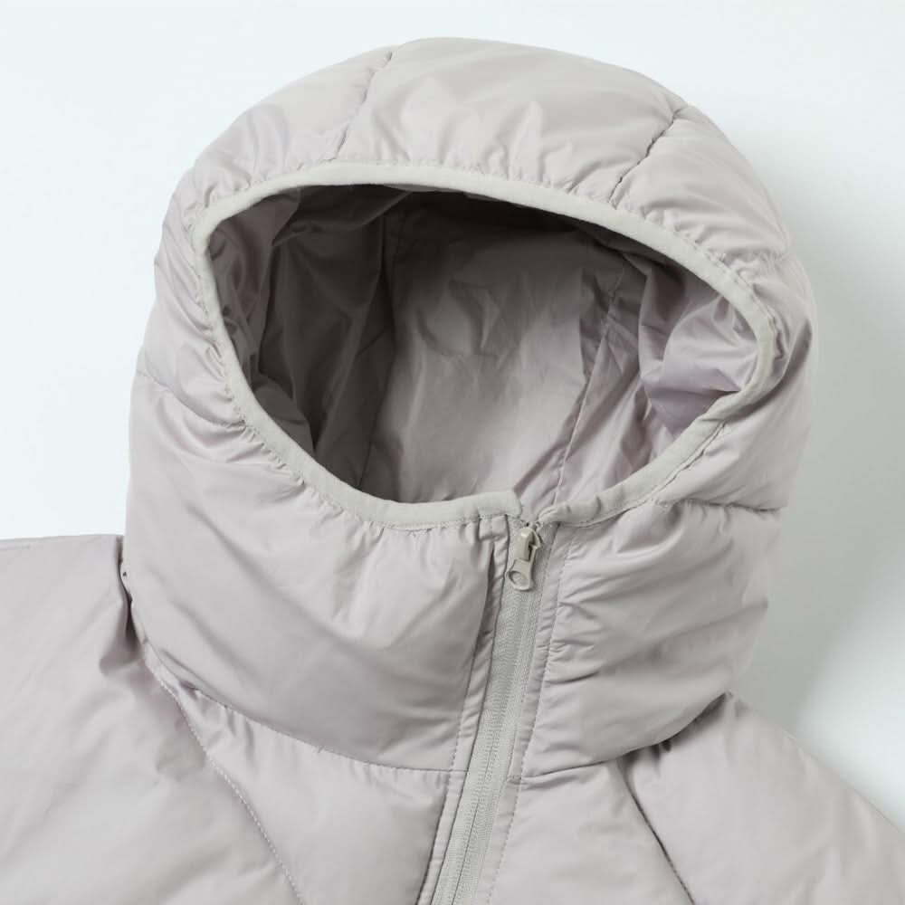 Einfarbige, lockere Kapuzen-Daunenjacke