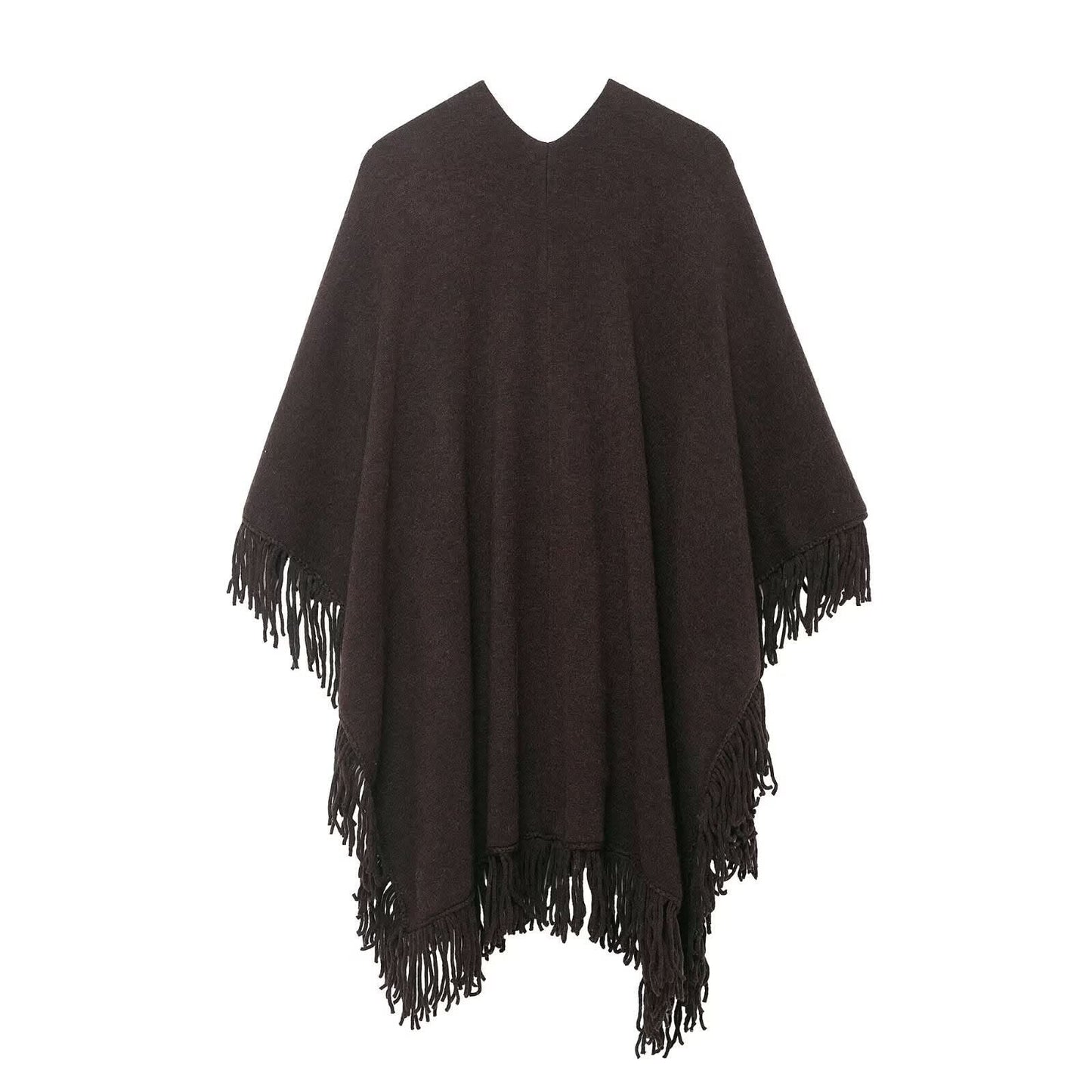 Tassel embellished knitted cloak jacket