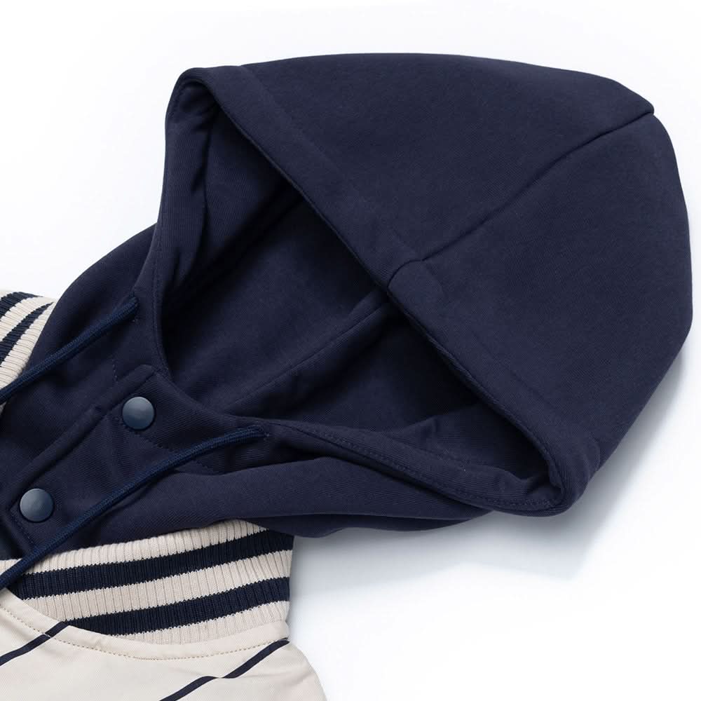 Fake two-piece spliced hooded baseball cotton jacket