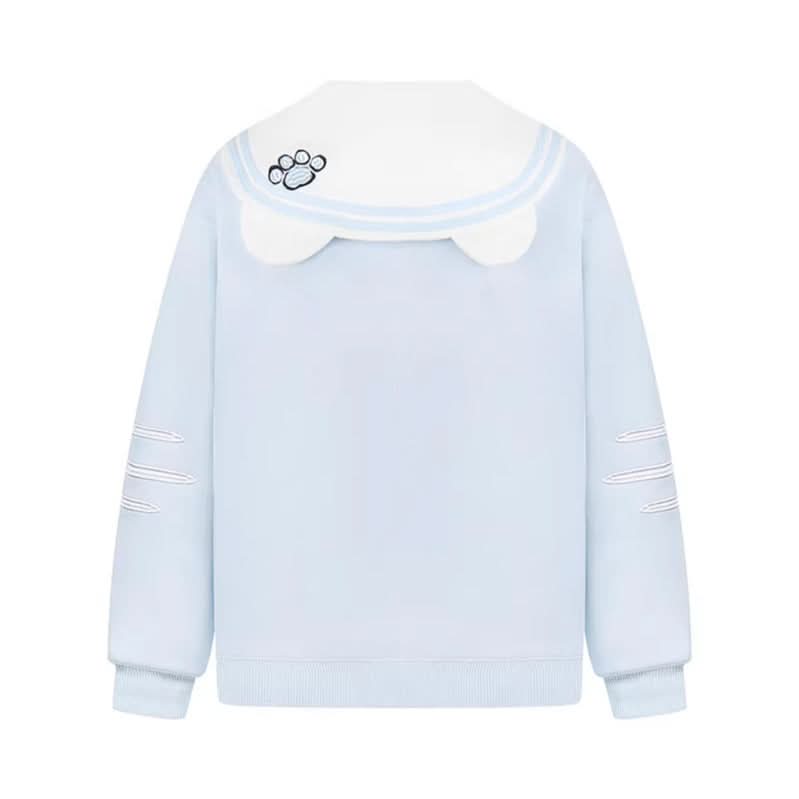 Cat Navy Collar Jacket for Women Spring Casual Soft Girl Stylish Hoodie Coat