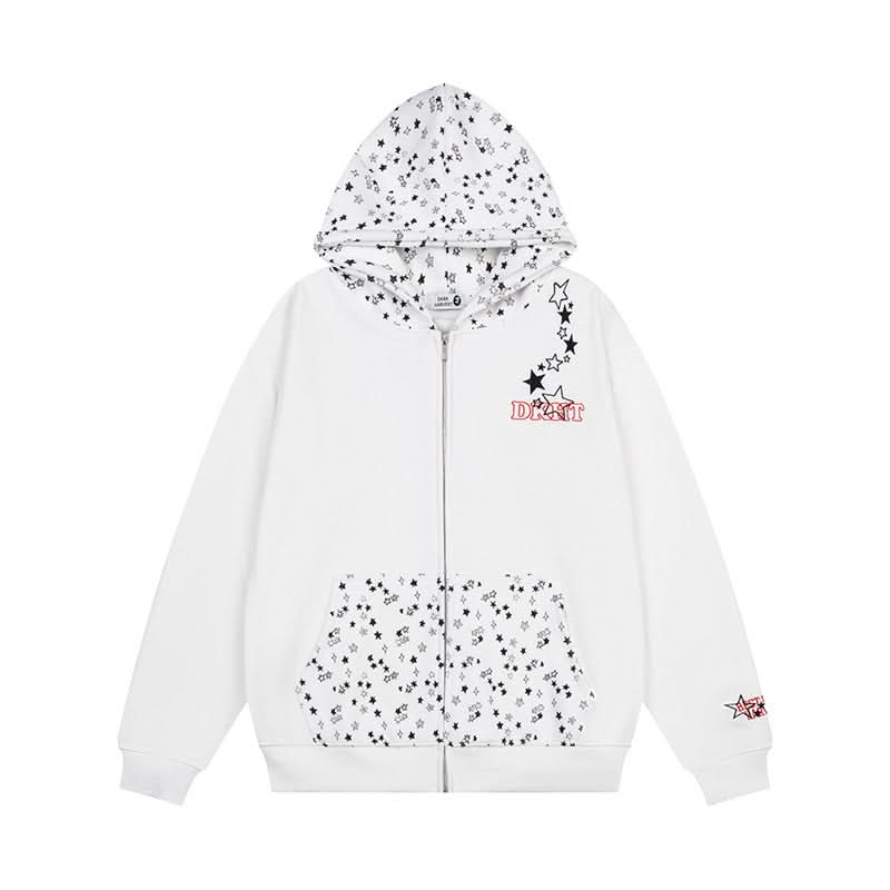 hooded zip-up hoodie loose fit long sleeve jacket style streetwear