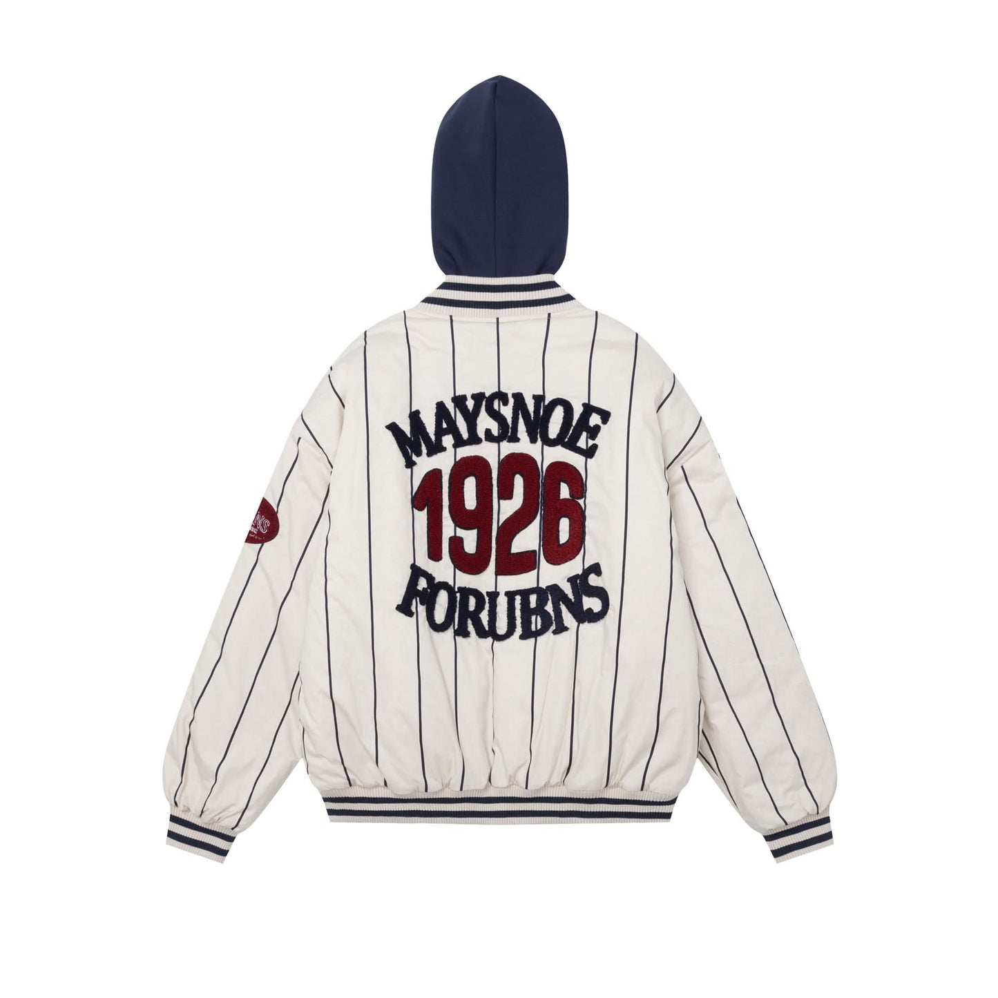 Fake two-piece spliced hooded baseball cotton jacket