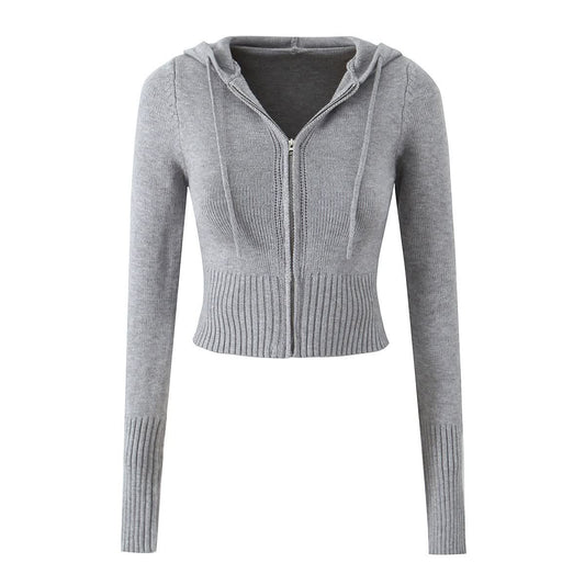 Kurzer Kapuzenpullover im Slim-Fit-Stil mit Kordelzug