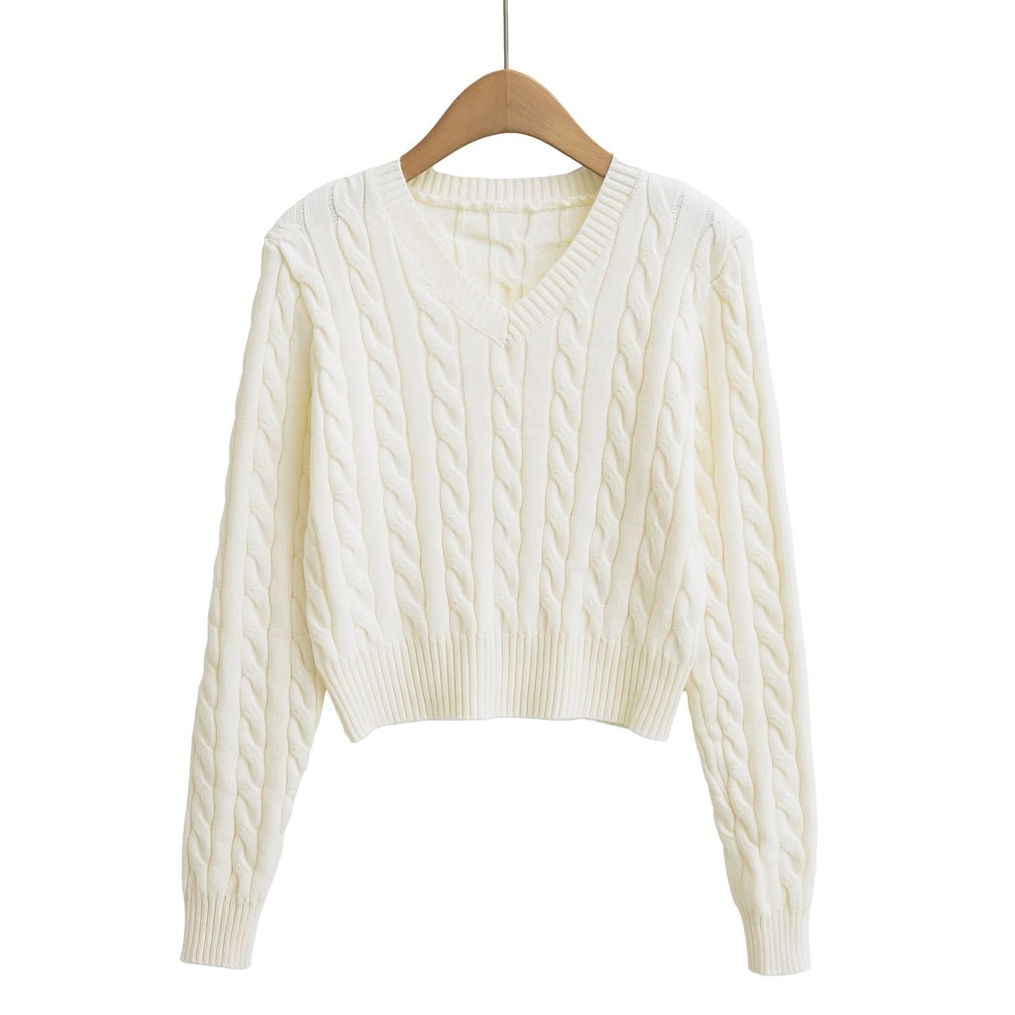 V-Ausschnitt Langarmpullover