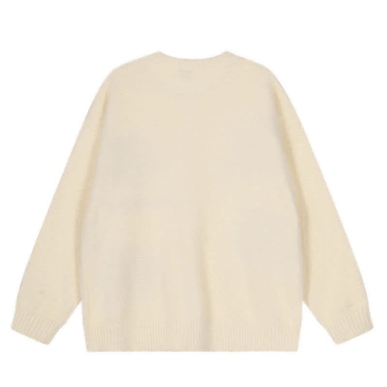 Lässiger Strickpullover mit Muster, lockere Passform, offene Vorderseite