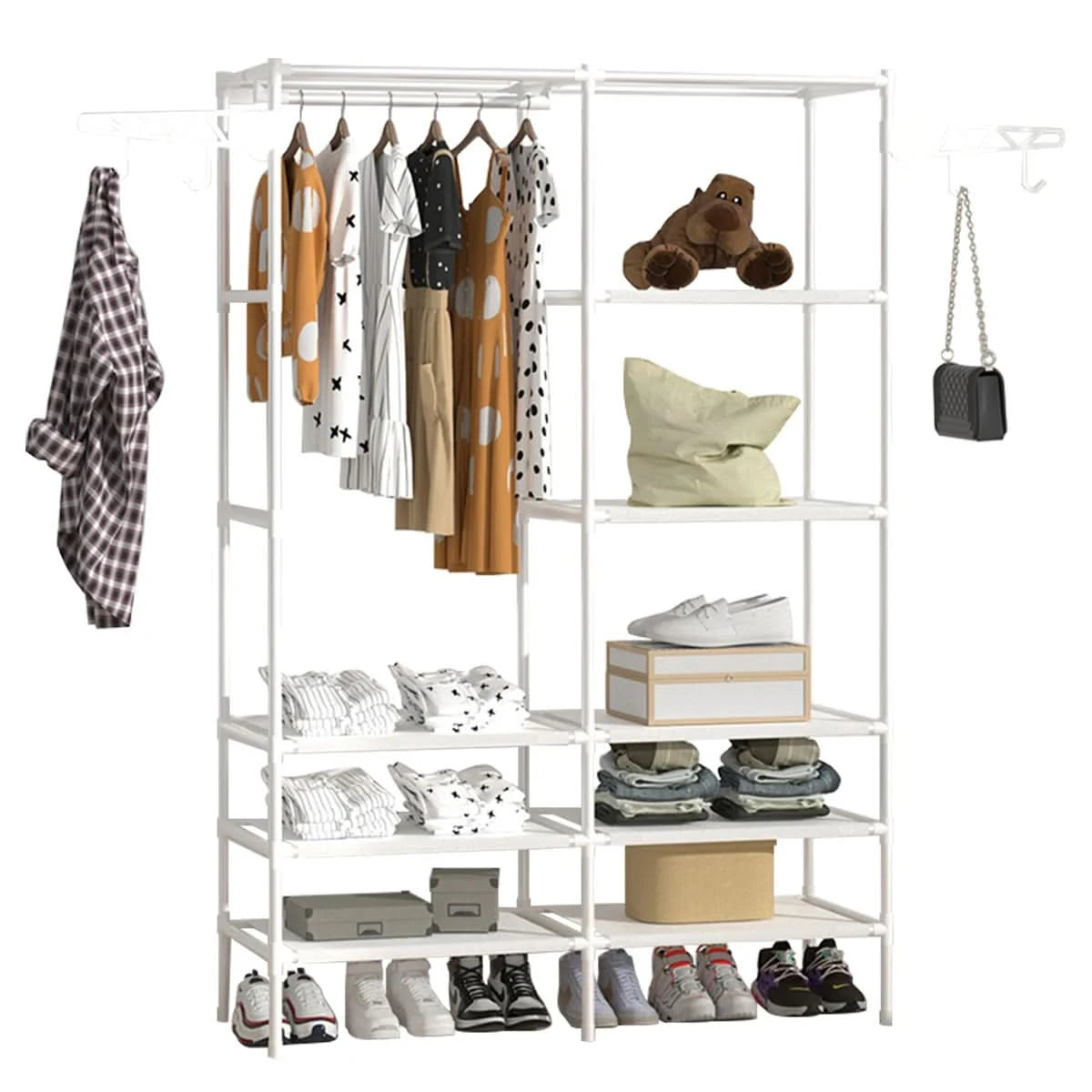 Rack Shoe Rack Arara Portable Wardrobe Multifunctional Shoe Multipurpose Large Dismountable Shoe Organizer (Black)