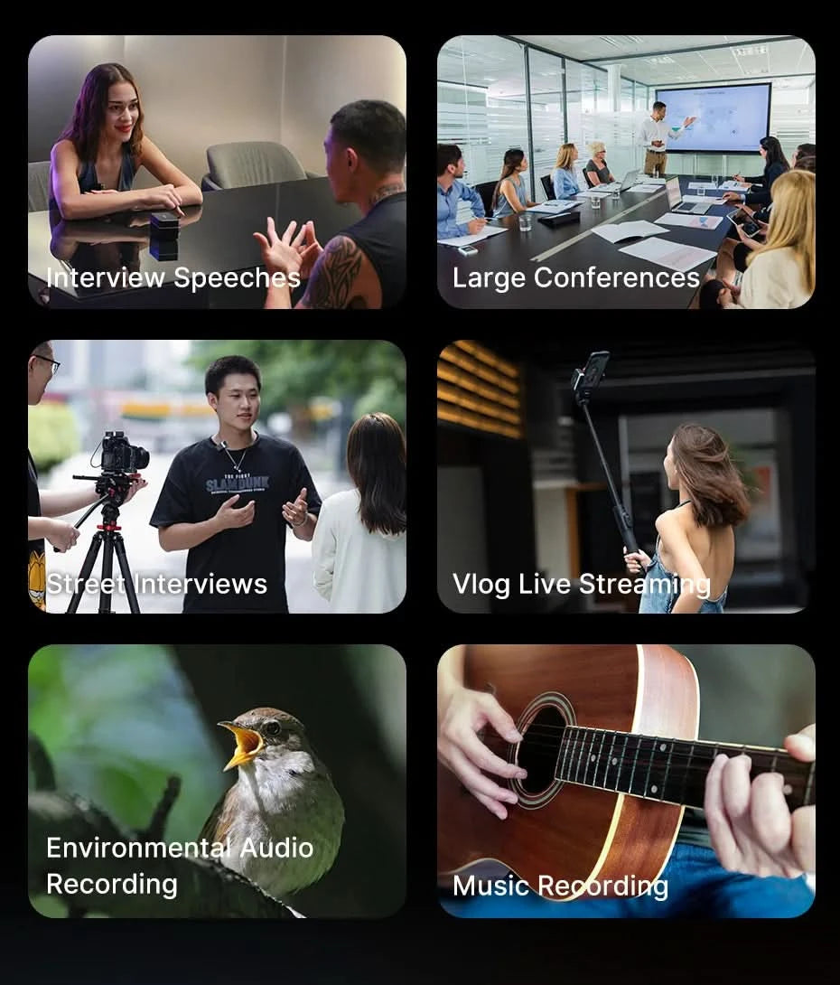 Ulanzi AM18 U-Mic 2.4G Stereo Wireless Microphone 100m Pickup 20+H Dual-Channel Recording for DSLR IOS Android PC Live Interview