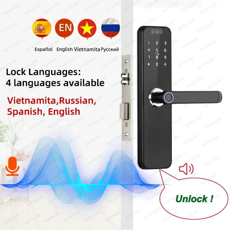 Do Brasil RAYKUBE K12 With lithium Rechargeable Batteries Tuya WiFi Camera Electronic Lock 3D Face Fingerprint Smart Door Lock
