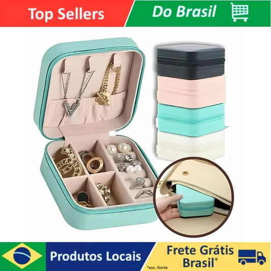 Tragbarer Schmuckkasten Mini Schmuckkoffer Organizer für Ohrringe Halsketten Ringe Schmuckbox für Reisen Kompakt