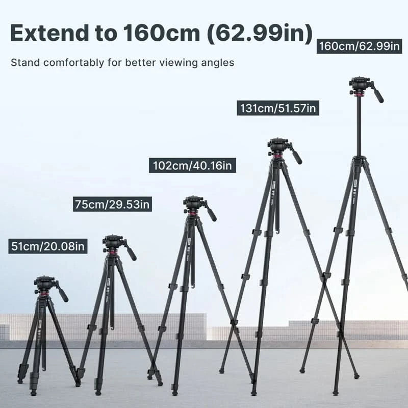 Ulanzi MT-56 OMBRA VIDEO Travel Tripod With Fluid Drag Pan Ball Head Metal Outdoor Smartphone DSLR Camera Tripod Monopod