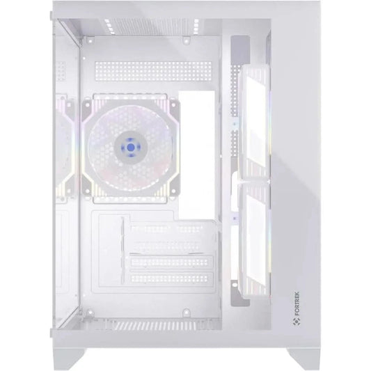 Gaming-Gehäuse Fortrek Clarity, Mid Tower, gehärtetes Glas, MATX, Weiß, ohne Netzteil, ohne Lüfter