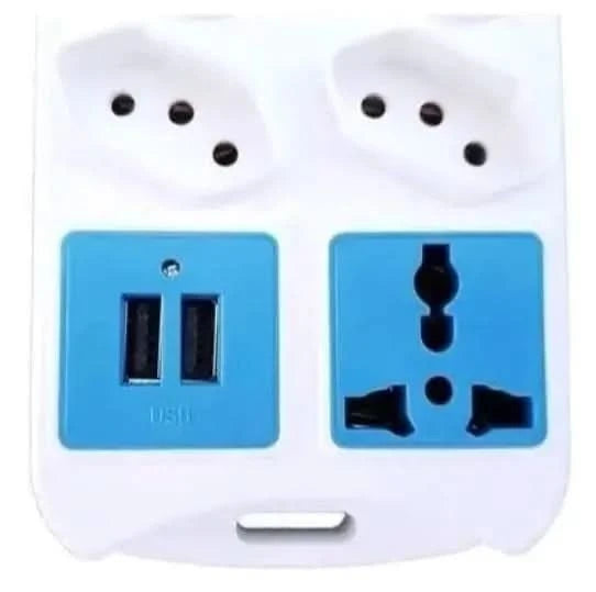 Extension Ruler with 6 Sockets, 2 USB and 1 Universal Socket. 2M Reinforced Cable for Greater Practicality and Safety