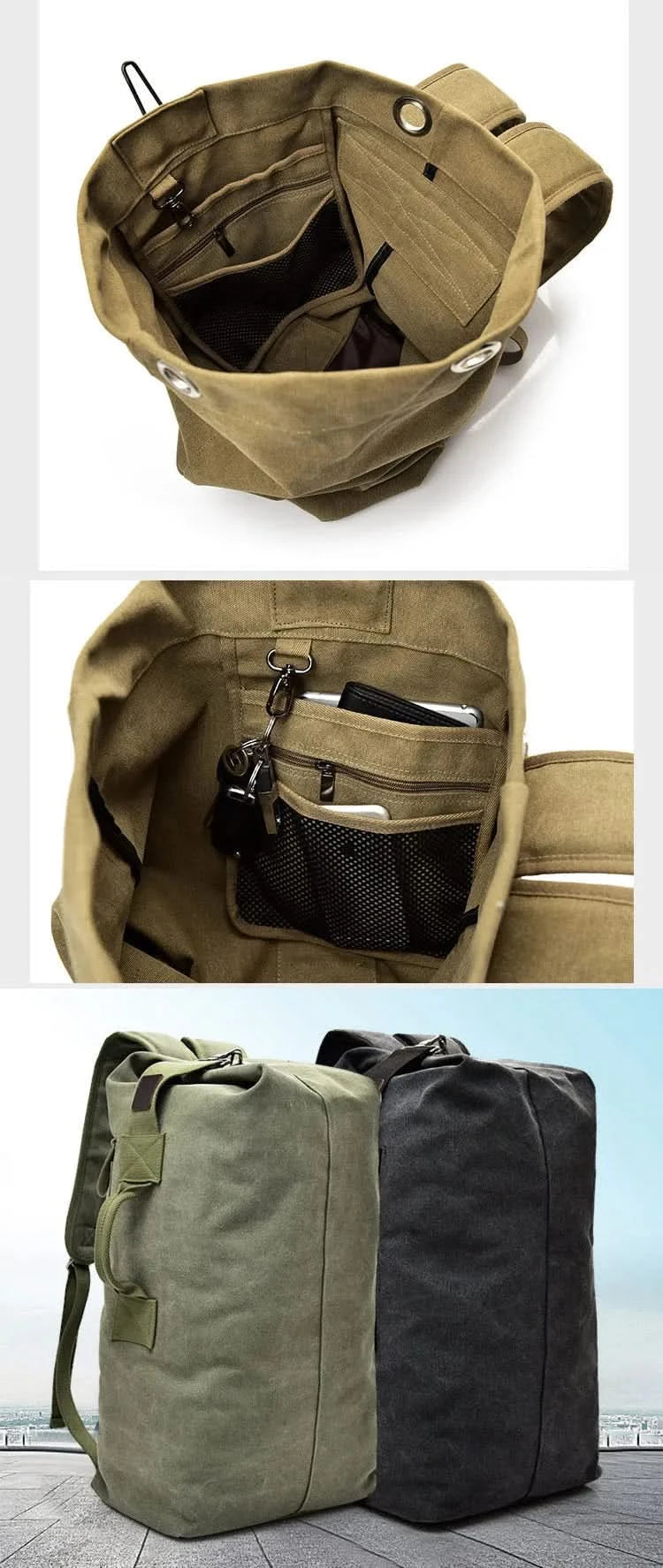 Outdoor Travel Bag Backpack Fashion Large Capacity Rucksack Man Light weight Male Luggage Canvas Bucket Shoulder Bags for Men
