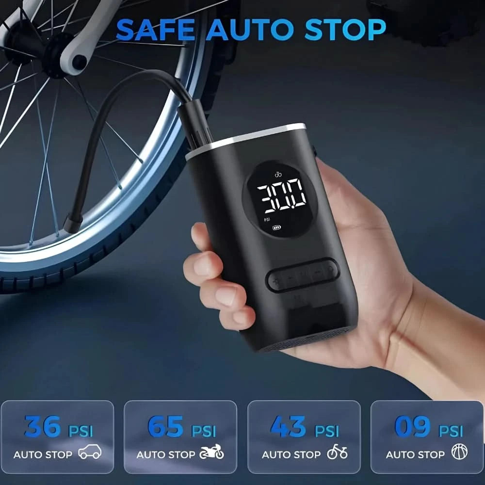 Mini Bomba Calibrador de Ar Portátil Digital Para Pneu Carro para Bicicleta com Lanterna