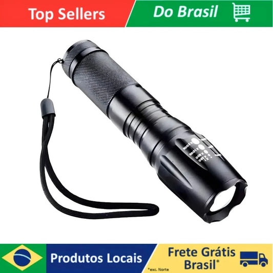 Lanterna X900 Tática Militar com Bateria Recarregável Zoom Longe Alcance Função Strobo
