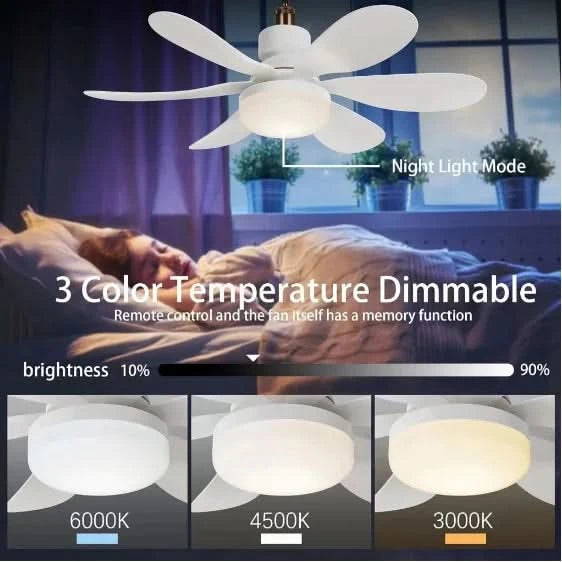 6 Paddle Ceiling Fan Wind Light Silent Remote Control Lcg Led 60W-Neverdie Store