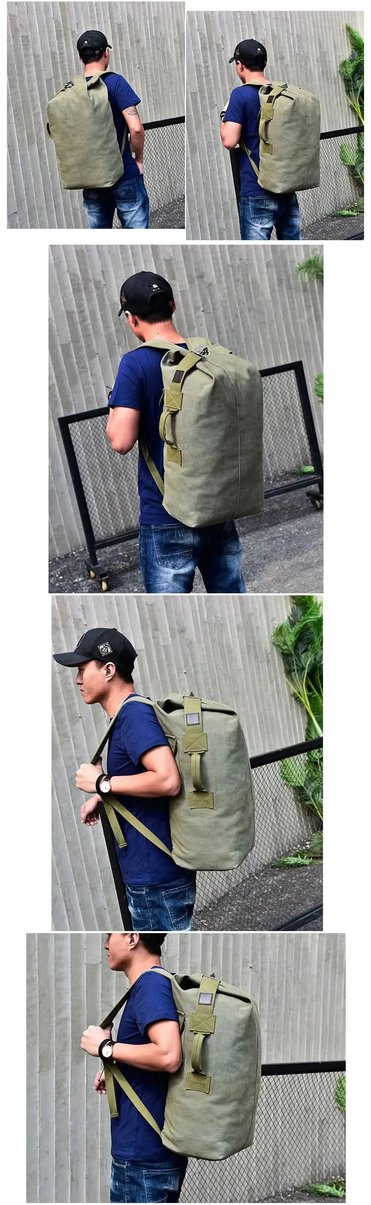 Outdoor Travel Bag Backpack Fashion Large Capacity Rucksack Man Light weight Male Luggage Canvas Bucket Shoulder Bags for Men