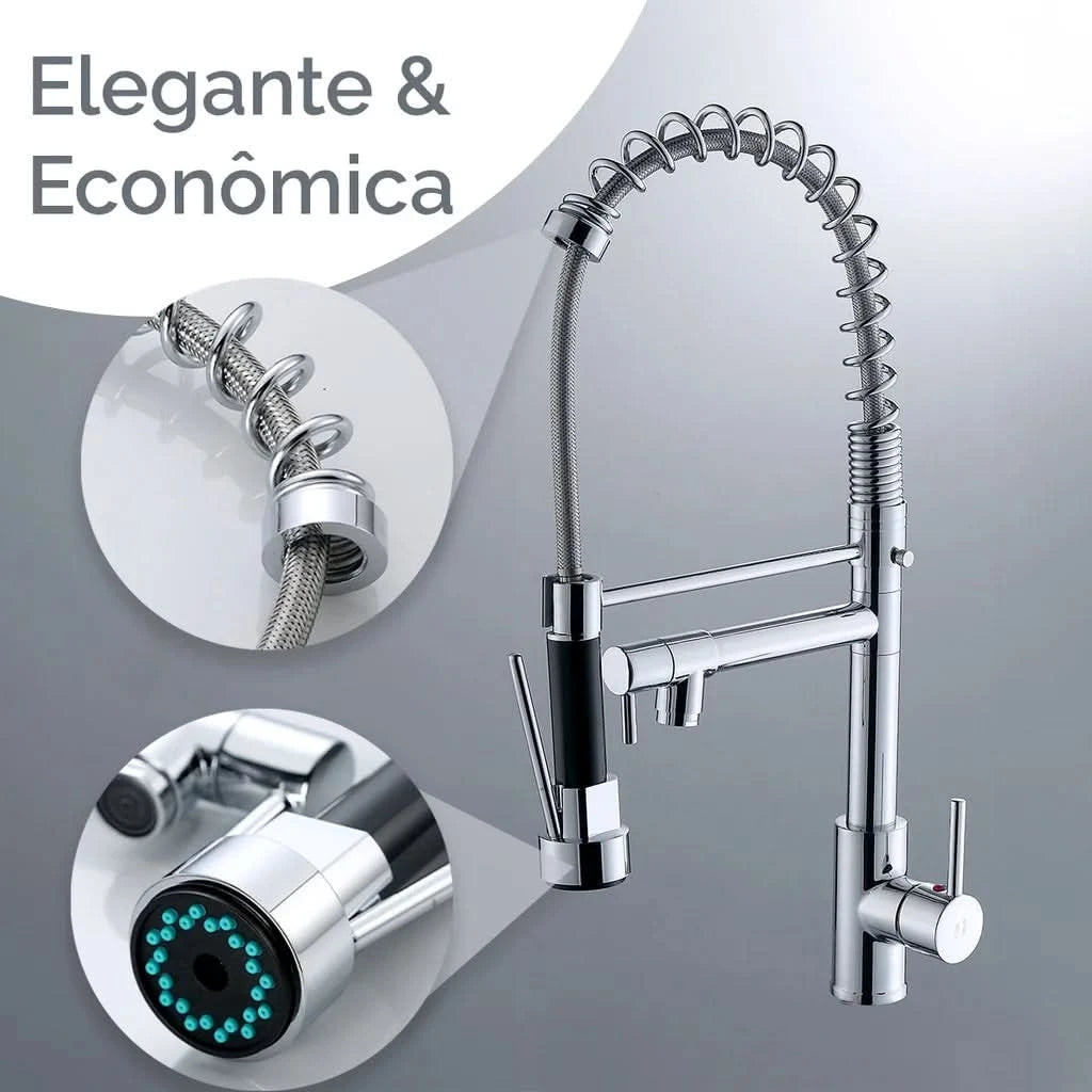 Torneira Cozinha Gourmet 50cm Spray Articulado 2 Jatos 100% Metal Cromada Envio 12h SP