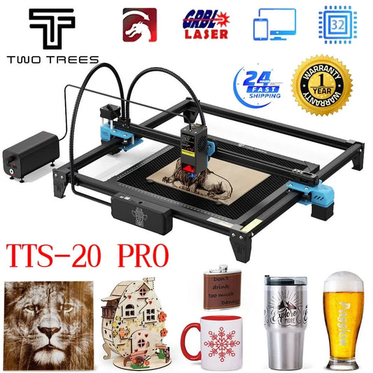 TwoTrees 130W CNC-Lasergravurmaschine TTS-20 PRO APP WLAN-Steuerung Glas Metall Lasergravierer Holz Lederschneidemaschine