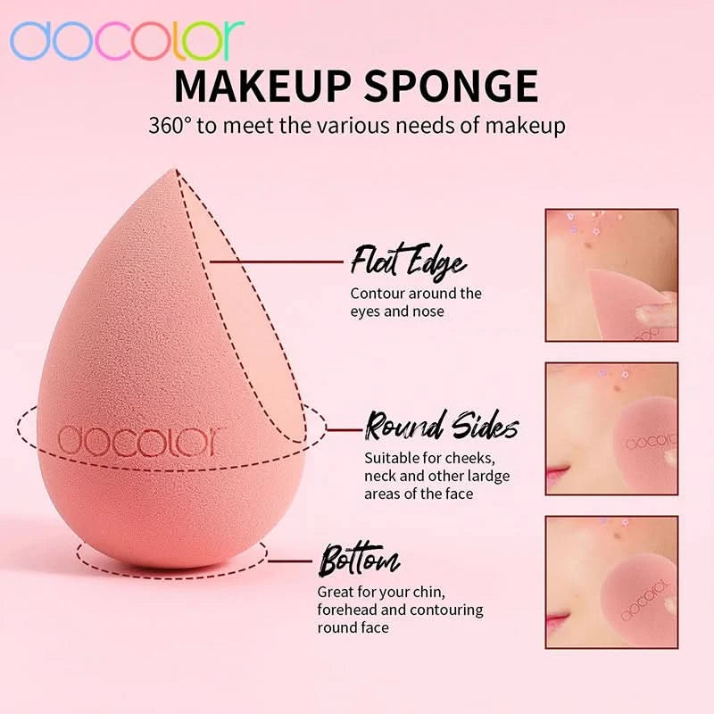 Docolor 17Pcs Makeup Brushes Set Eye Shadow Blush Powder Blending Foundation Cosmetic Brush  With Makeup Sponges And Bag