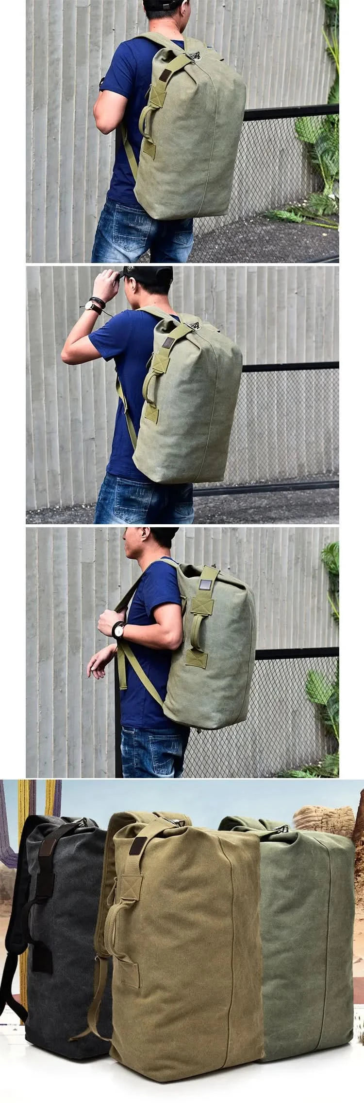 Outdoor Travel Bag Backpack Fashion Large Capacity Rucksack Man Light weight Male Luggage Canvas Bucket Shoulder Bags for Men