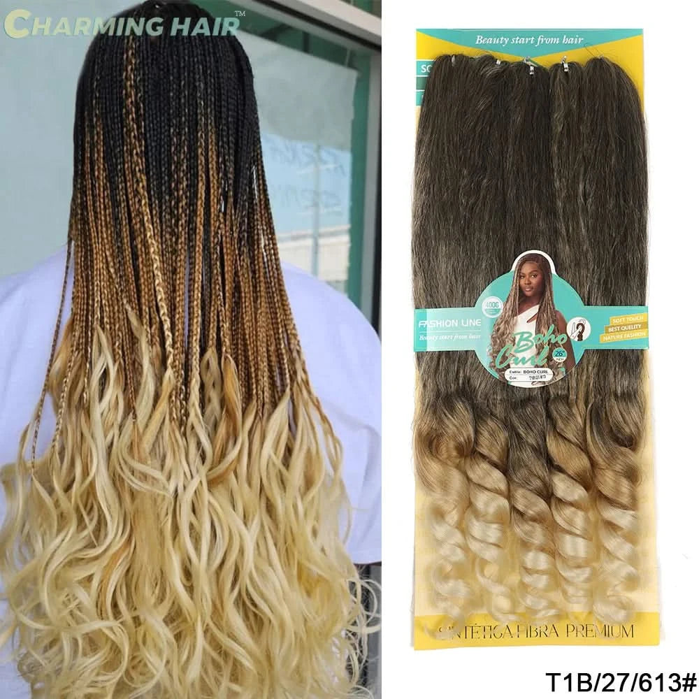 Cabelo Jumbo Boho Curl French Braids Para Crochet Braids Cabelo Jumbo Cacheado Fibra Orgânica de Alta Qualidade 400g 65cm BOHO