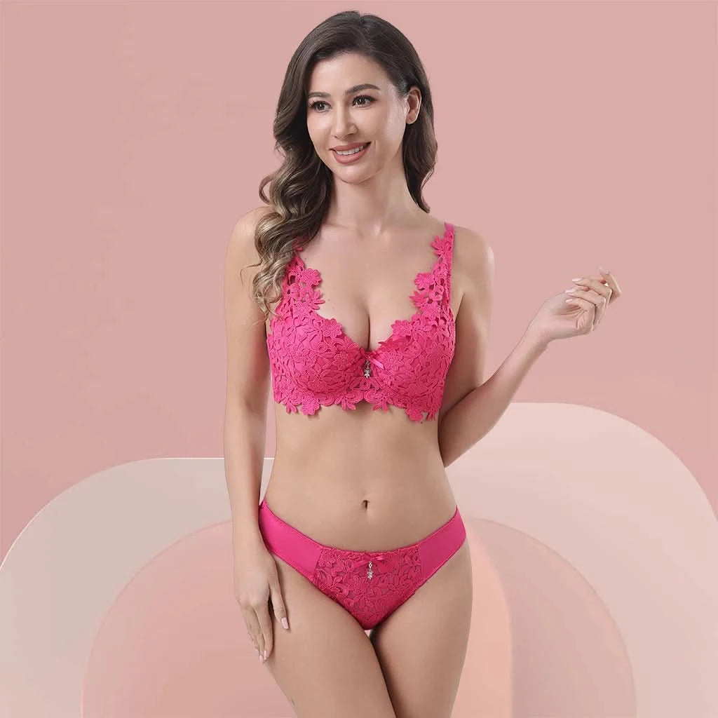 Z&D Lingerie Conjunto Com Renda Com Bojo e Aro 6681