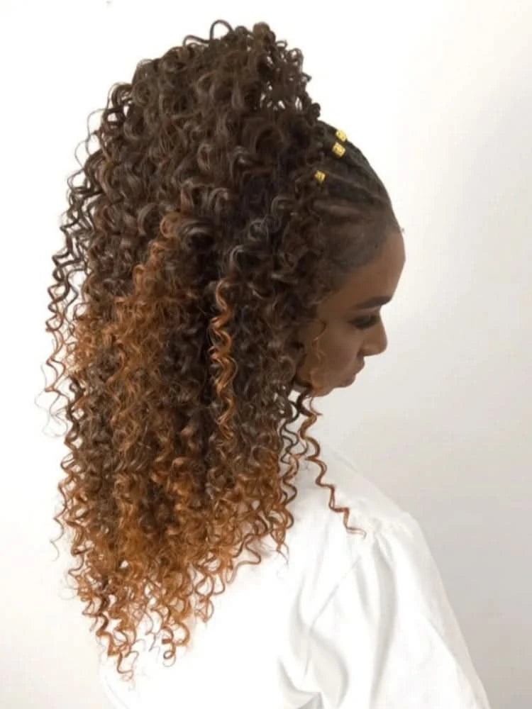 Rabo de Cavalo Curtos Ondas Profundas Cabelo Fibra Proteica Orgânica de Alta Qualidade Afro Cacheado 60cm100g "PATRICIA"-MODA