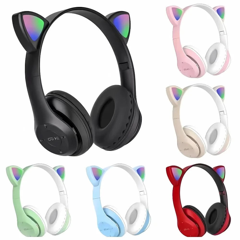 Bluetooth Kitten Ear Headset Led Boy Girl Varied Colors