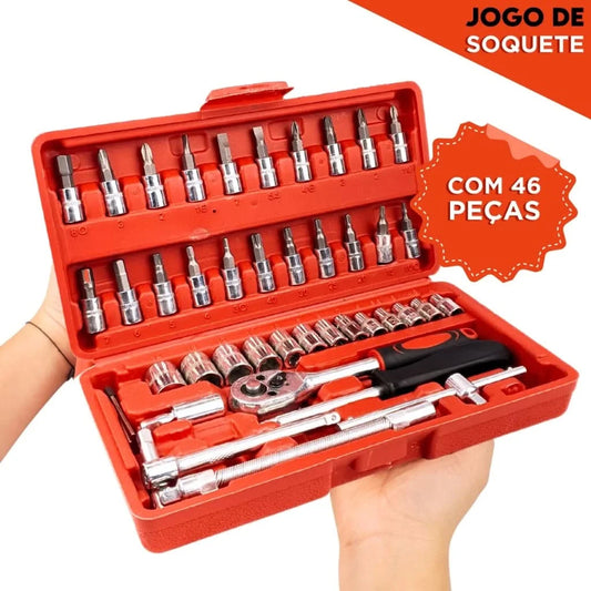 Steckschlüsselsatz 46-teilig 1/4" CrV-Stahl mit Ratsche komplett