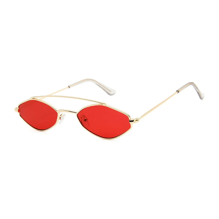 ShoneMes Double Bridge Sunglasses Men Small Metal Frame Women Sun Glasses Vintage Design Lentes De Sol