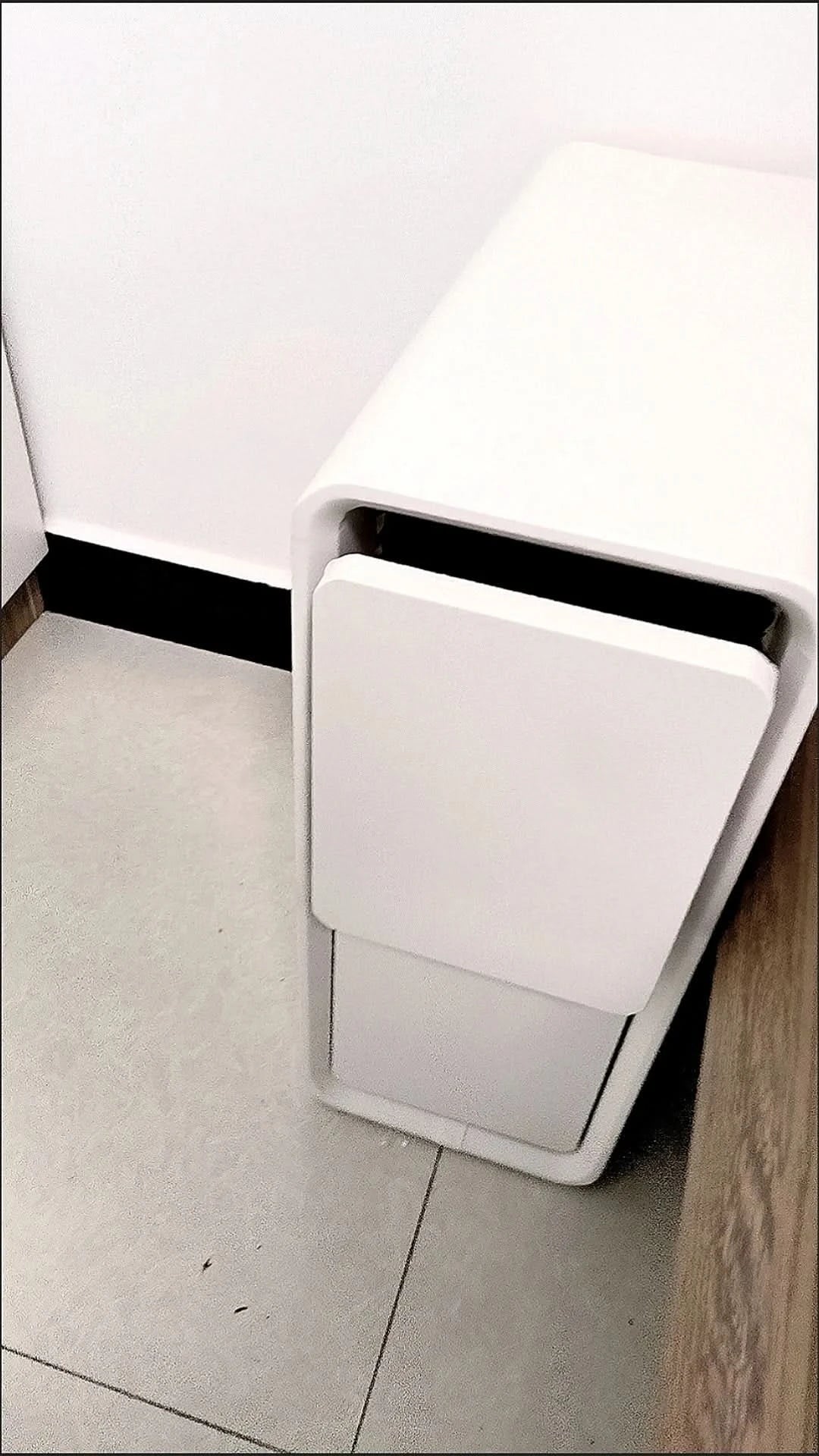 Solid Wood Bedside Table with 2 Drawers No-Leg Design Small Nightstand for Bedroom Minimalist Narrow Storage Cabinet