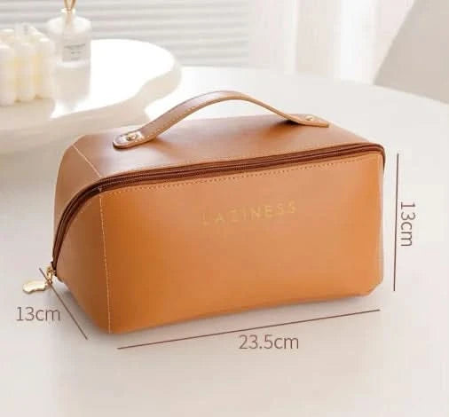 Women's Necessaire Large Capacity PU Leather Cosmetic Handbag Portable Travel-Neverdie