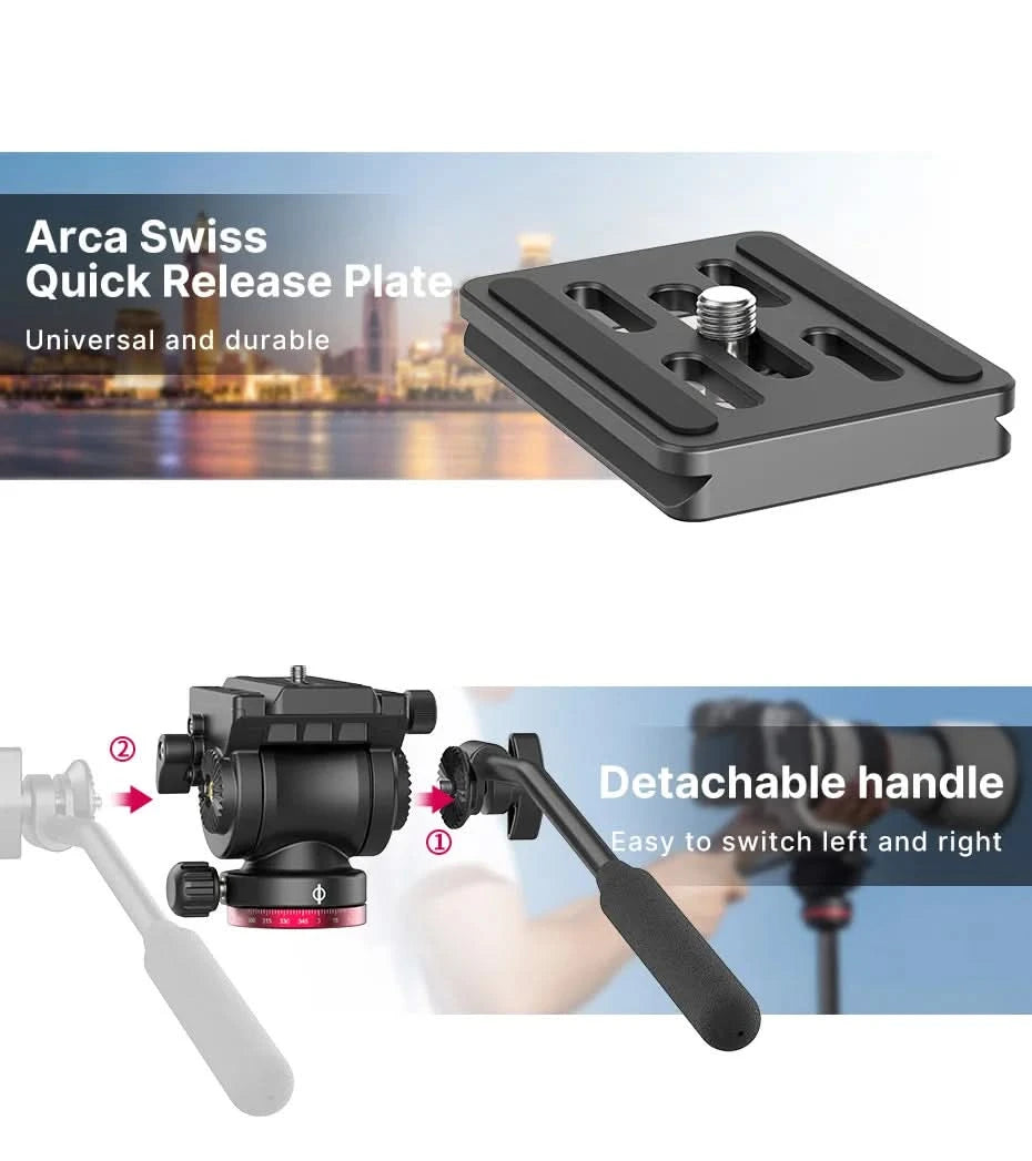 Ulanzi MT-56 OMBRA VIDEO Travel Tripod With Fluid Drag Pan Ball Head Metal Outdoor Smartphone DSLR Camera Tripod Monopod