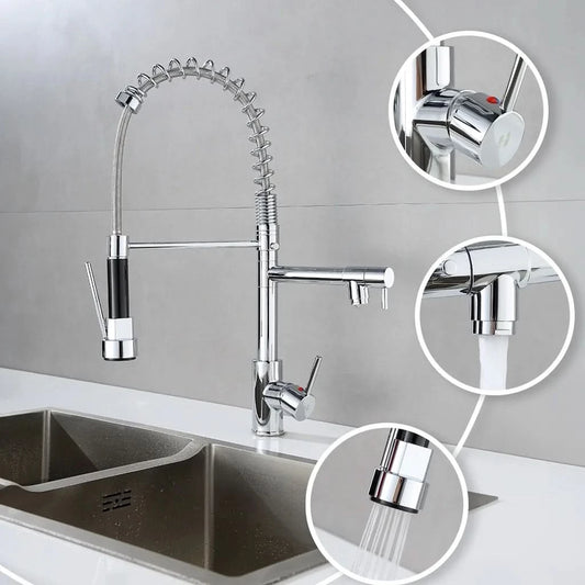 Gourmet-Küchenarmatur 50cm mit Gelenkschlauchbrause 2 Strahlarten 100% Metall Chrom Versand 12h SP
