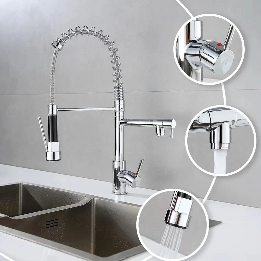 Torneira Cozinha Gourmet 50cm Spray Articulado 2 Jatos 100% Metal Cromada Envio 12h SP