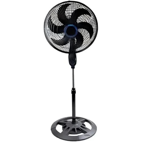 Ventilador de Coluna Pedestal Silencioso 40cm com 6 Hélices - Cores Preto e Branco - 127V/220V