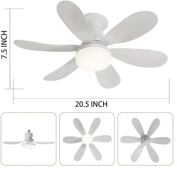 6 Paddle Ceiling Fan Wind Light Silent Remote Control Lcg Led 60W-Neverdie Store