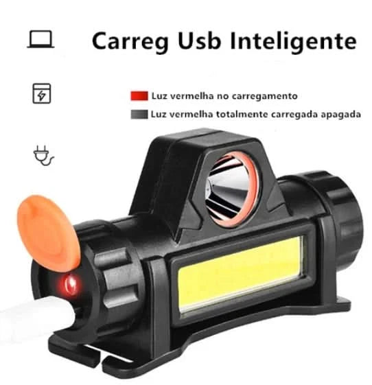 NEVERDIE STORE - Lanterna de Cabeça Led COB Caminhada Pesca Ciclismo High Power ENVIO RAPIDO PARA TODO O BRASIL