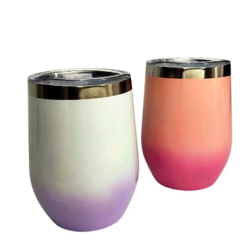 Copo Cuia Térmica 350ml Em Inox Com Tampa Acrílica, Duas Cores