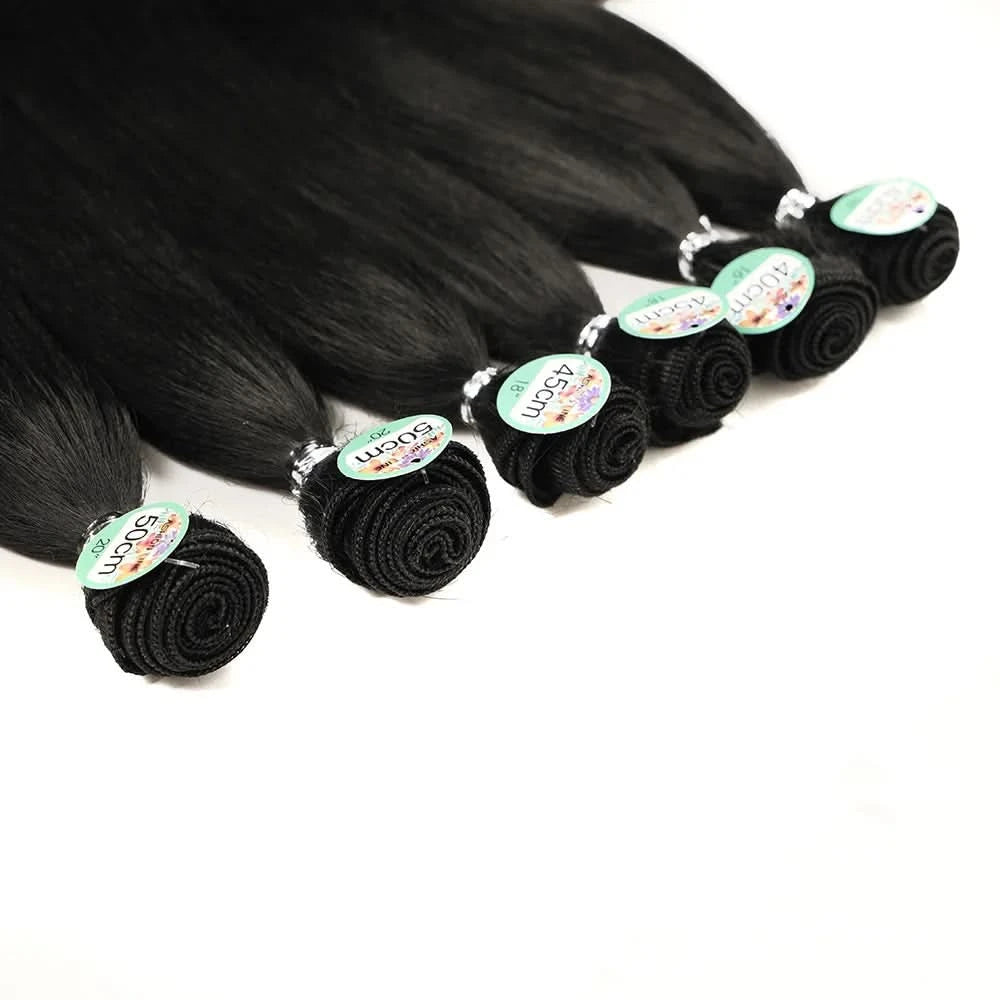 Cabelo Orgânico Curto Liso Feminina Pontas Cacheadas Entrelace Extensões Fibra Química Orgânica 260g 6+1Pas  PERLLA MAX