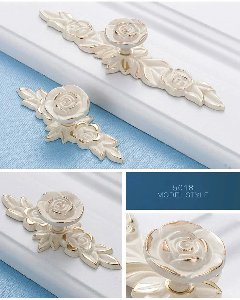 KAK Zinc Aolly Ivory White Cabinet Handles Kitchen Cupboard Door Pulls Drawer Knobs European Fashion Furniture Handle Hardware