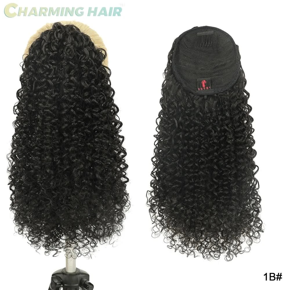 Rabo de Cavalo Curtos Ondas Profundas Cabelo Fibra Proteica Orgânica de Alta Qualidade Afro Cacheado 60cm100g "PATRICIA"-MODA