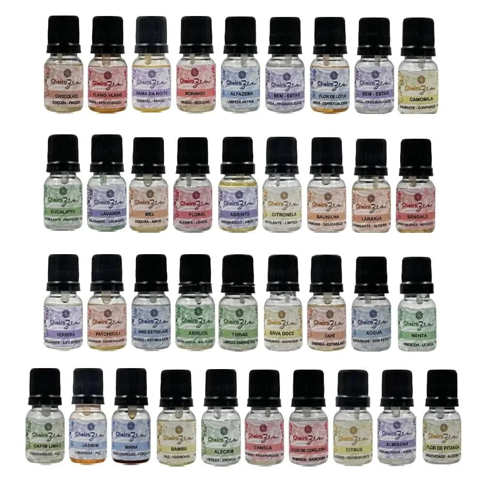 Kits de Essências Cheiro Zen - Com 5, 10 ou 15 unidades de 10ml - Aromaterapia - Óleos Essenciais