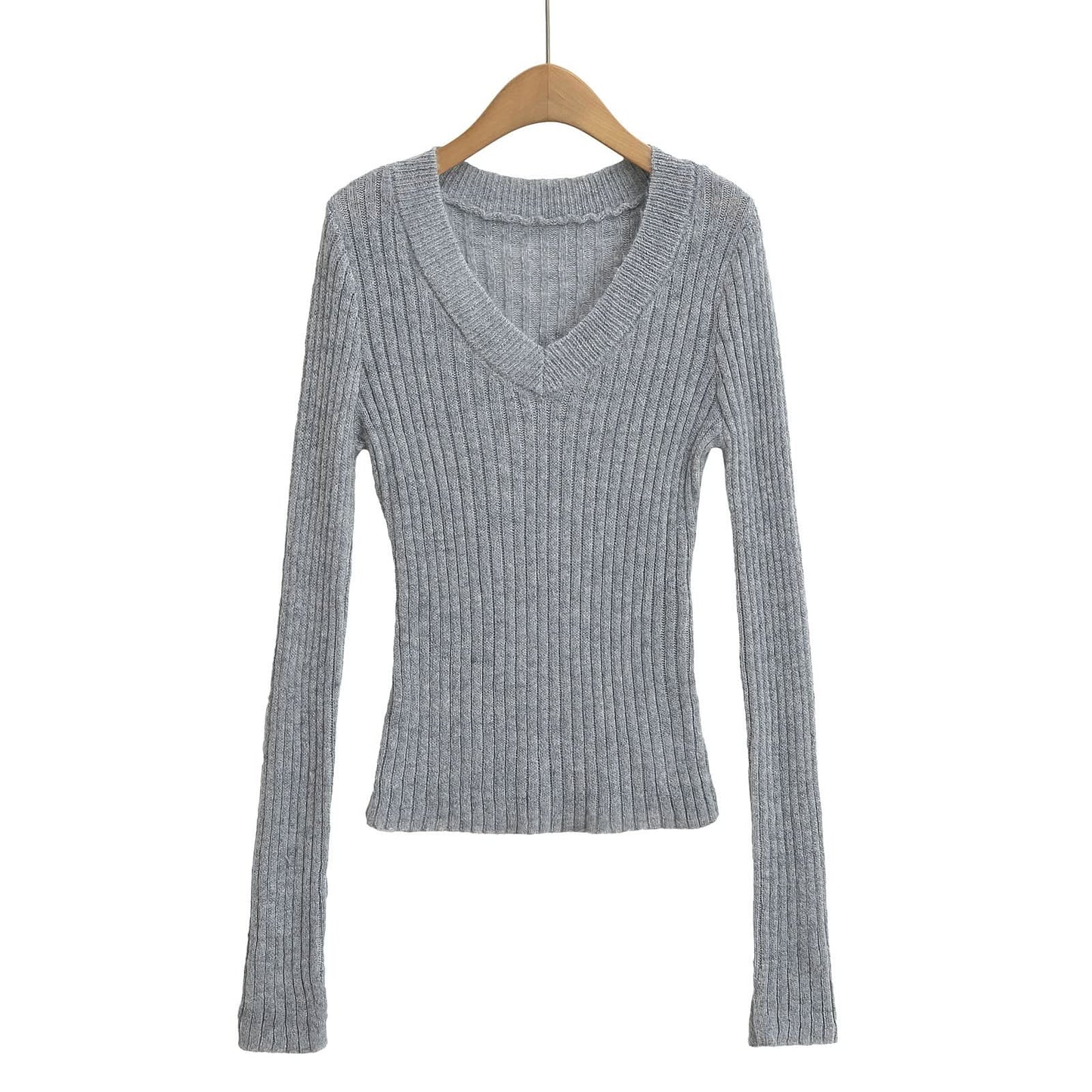 V-neck long sleeved elastic slim fit headband top