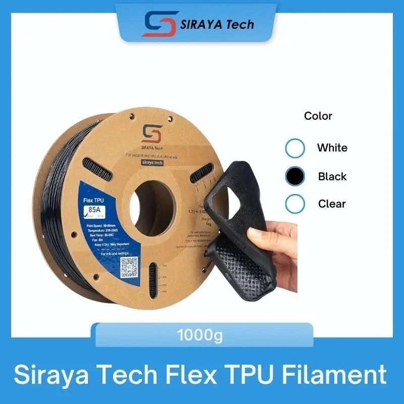 Siraya Tech Flex TPU Filament: 85A Shore, ISO 10993 Certified, High Flexibility&Toughness, Moisture-Resistant, Easy to Print 1KG